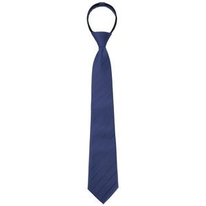 Zipper Tie Pre-Tied Patterned Necktie Adjustable Neck Ties Navy Blue -2